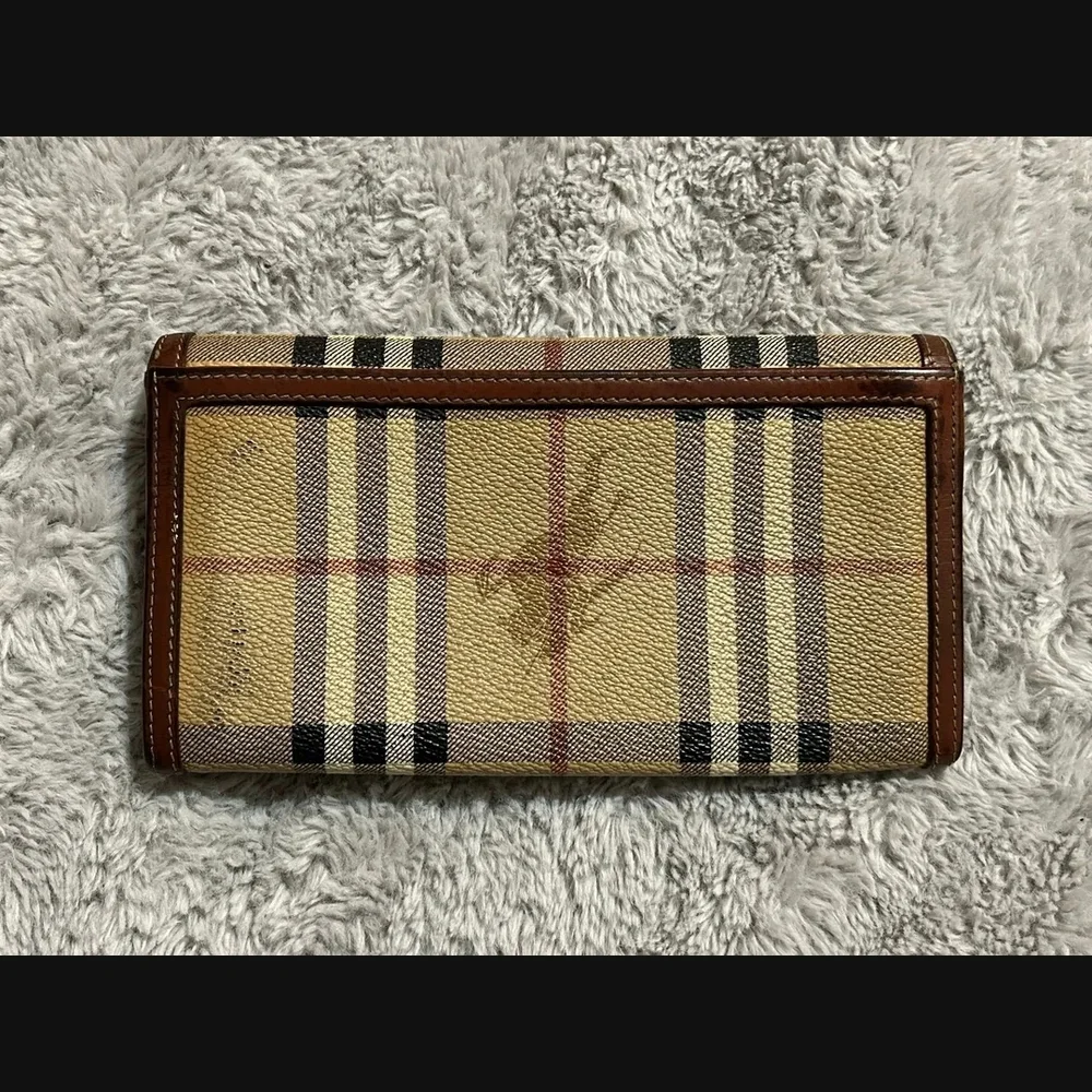 Burberry Beige and Brown Plaid Wallet Nova Check Authentic - Picture 2 of 7